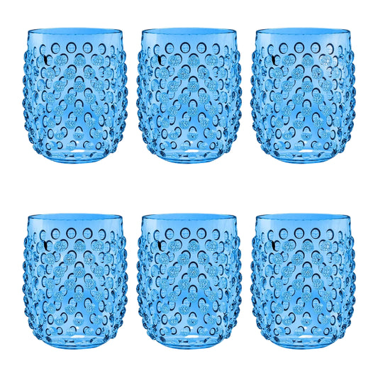 Blue Hobnail Stemless Acrylic Glasses- Set of 2