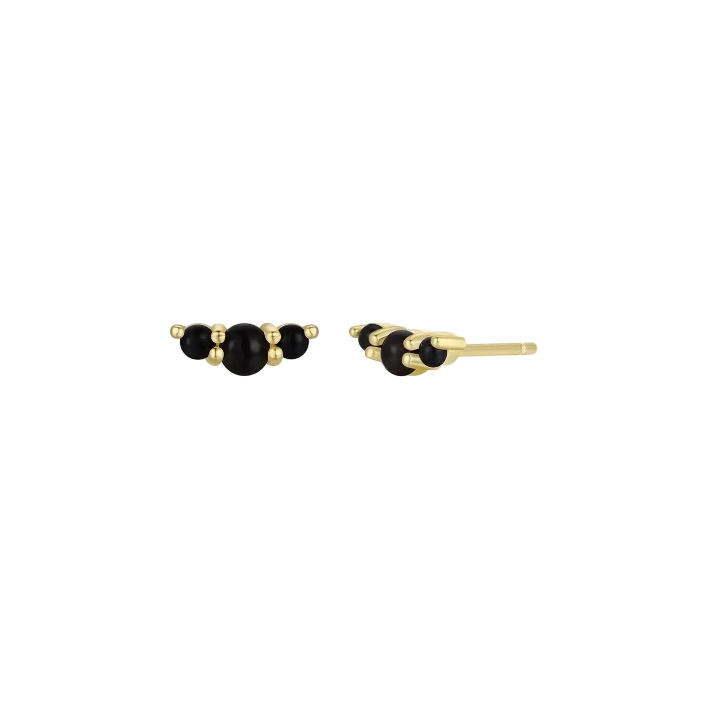 Crescent Studs - Black Tourmaline