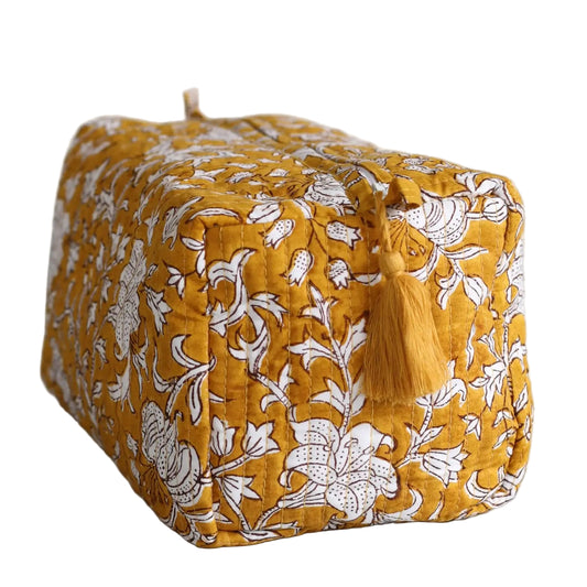 Saffron Floral Cosmetic Bag