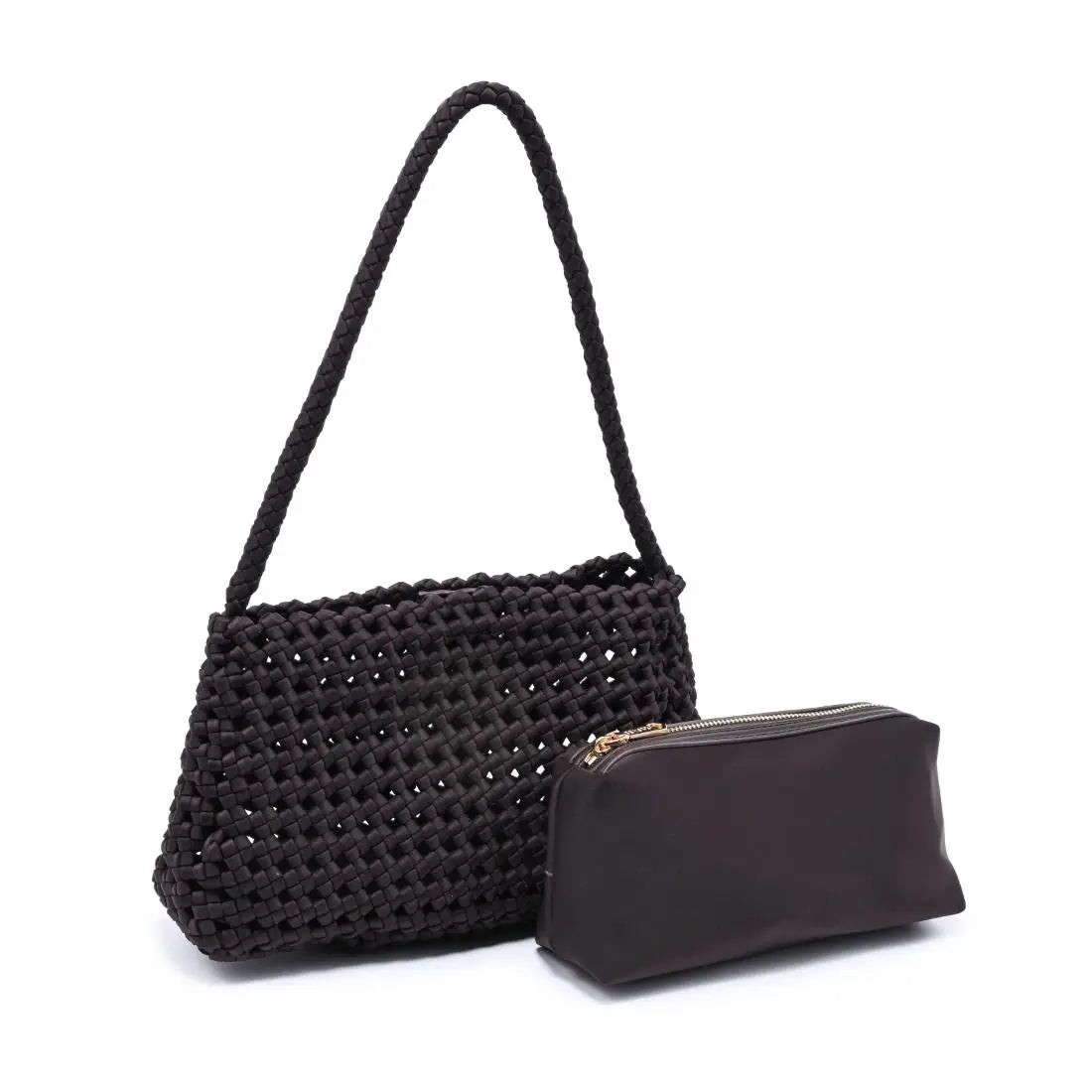 Woven Chocolate Shoulder Bag