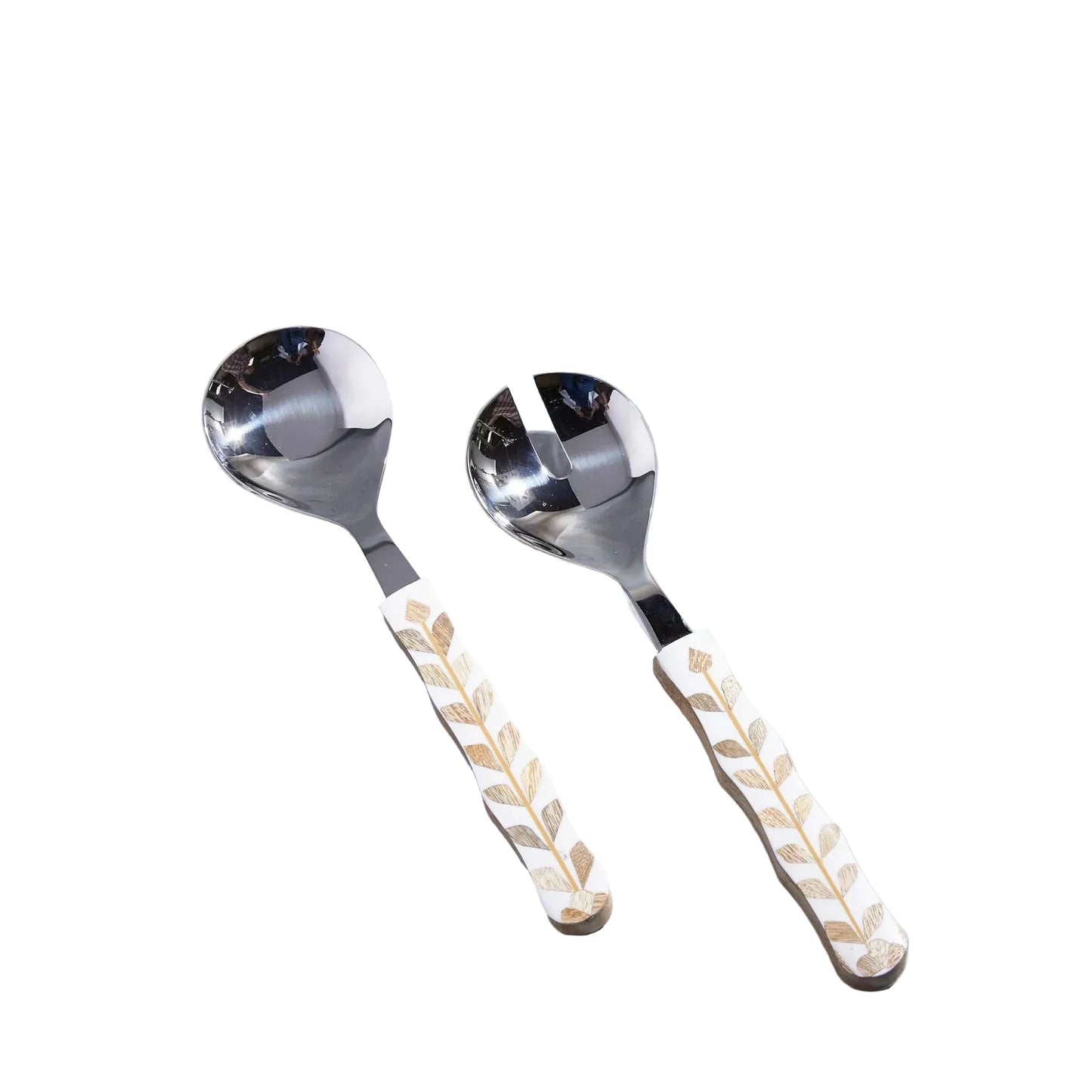 Floral Inlay Serving Spoons
