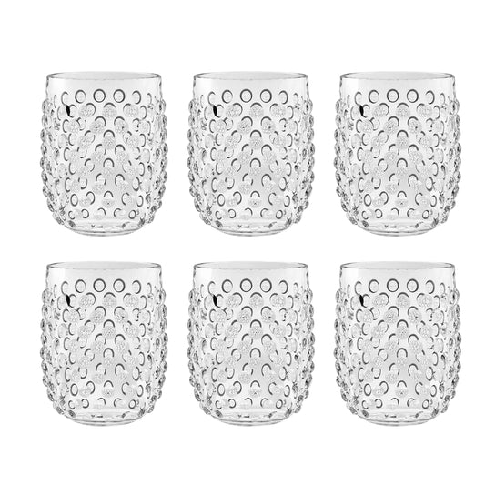 Clear Hobnail Stemless Acrylic Glasses- Set of 2