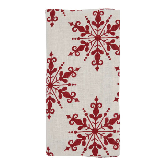 Red and White Snowflake Napkin Set