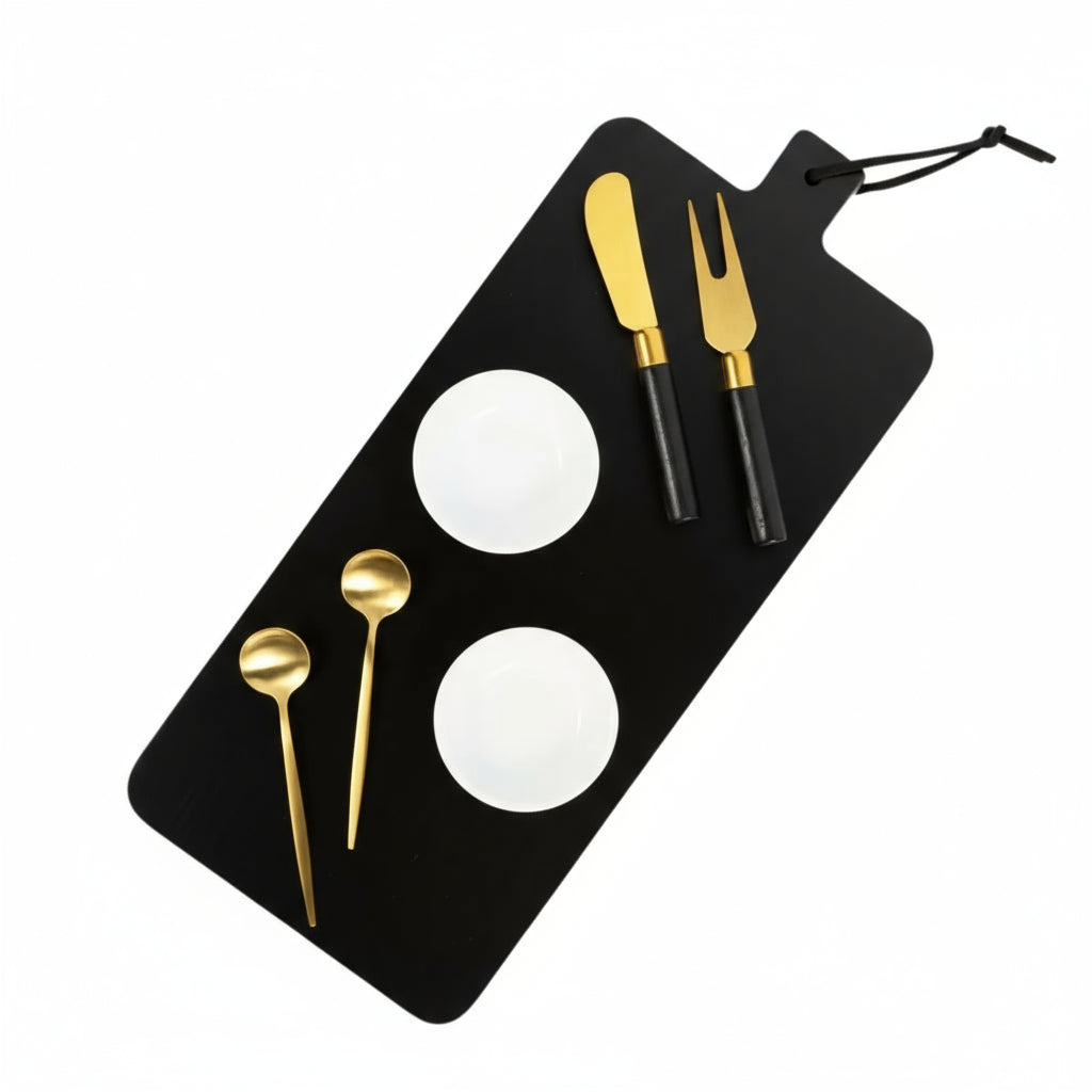 7 Piece Cheese Board Set- Black