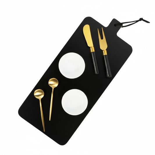 7 Piece Cheese Board Set- Black