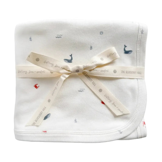Organic Cotton Knit Blanket - Nautical Ocean