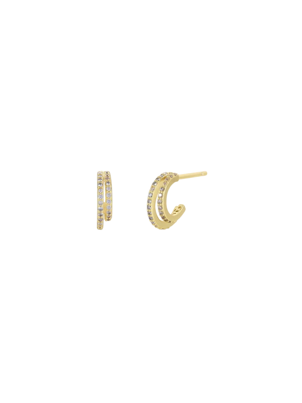 Champagne Pave Double Hoops