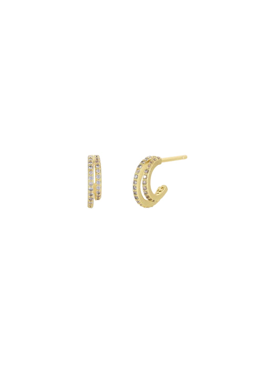 Champagne Pave Double Hoops