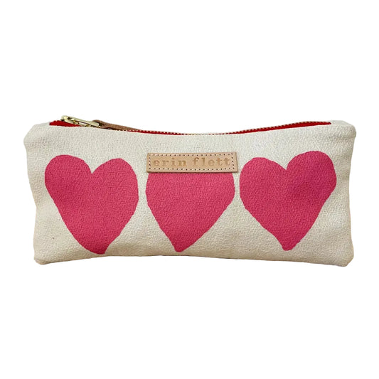 Hot Pink Heart Pencil Bag