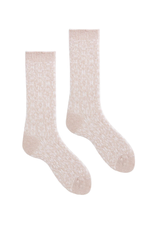 Women's Aster Flower Wool Cashmere Socks - Creme