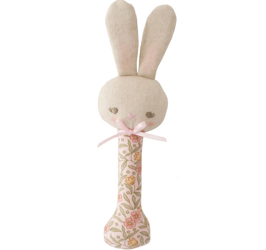 Baby Bunny Stick Rattle - Lily Pink