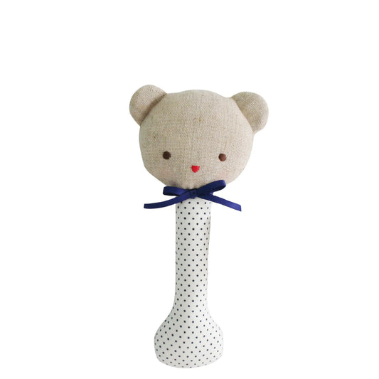 Baby Bear Stick Rattle Navy Dot