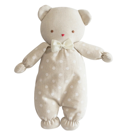 Baby Teddy – White Linen Dot