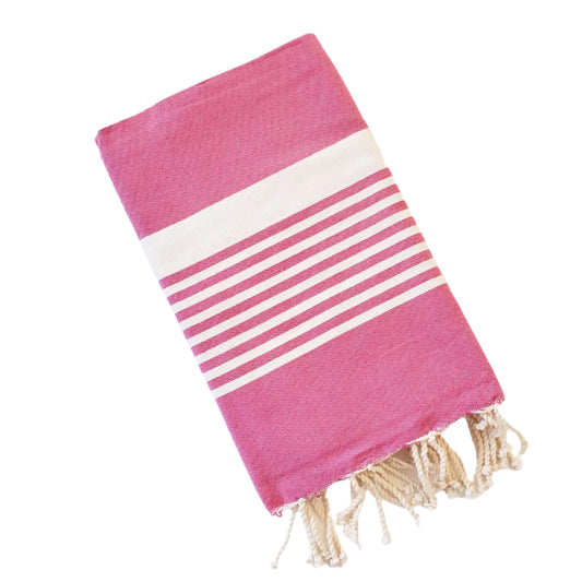 Beach Towel – Fuchsia and White