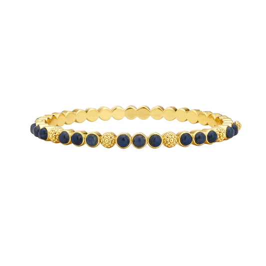 Petite Berry Gem Hinged Bangle -  Blue Labradorite