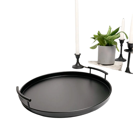 Black Round Metal Tray