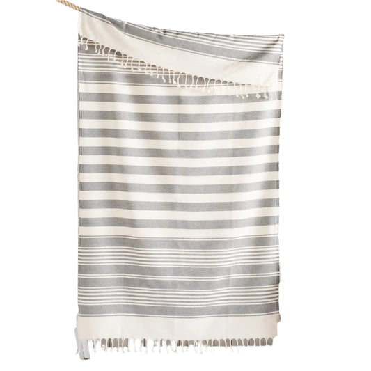 Black and Cream Stripe Fouta Towel