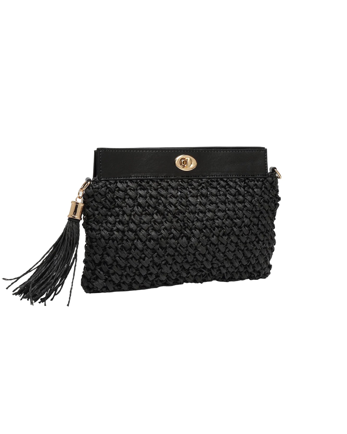 Black Raffia Crossbody Bag