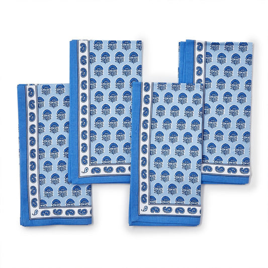 Blue and White Block Print Cloth Napkins