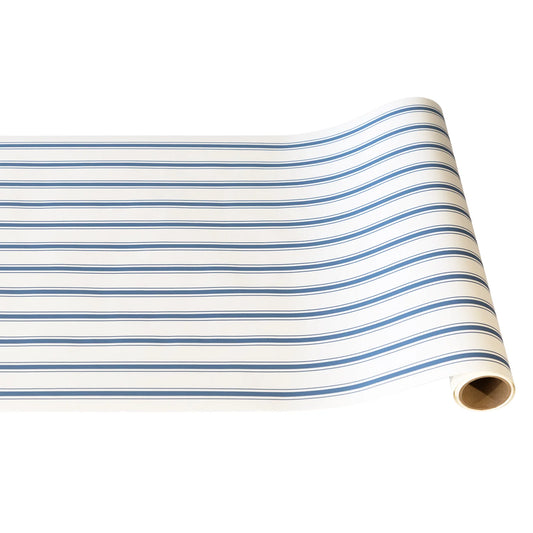 Cornflower Blue Linen Stripe Paper Table Runner