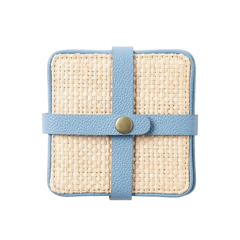 Light Blue Raffia Coasters- Set of 6