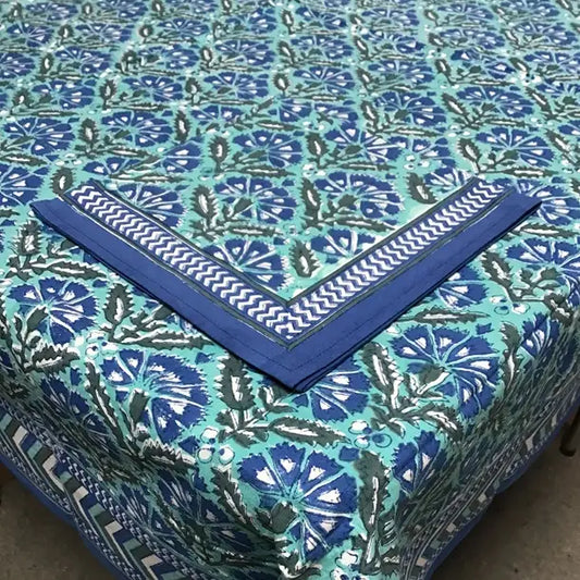 Blue/Green Chrysanthemum Round Table Cloth