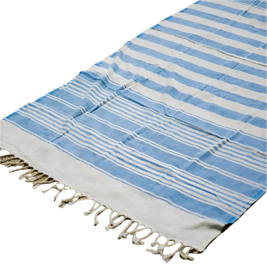 Blue and Cream Stripe Fouta Towel