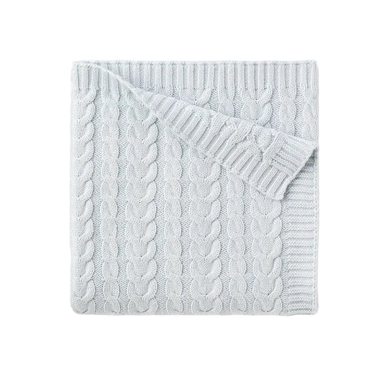 Cable Knit Baby Blanket- Blue
