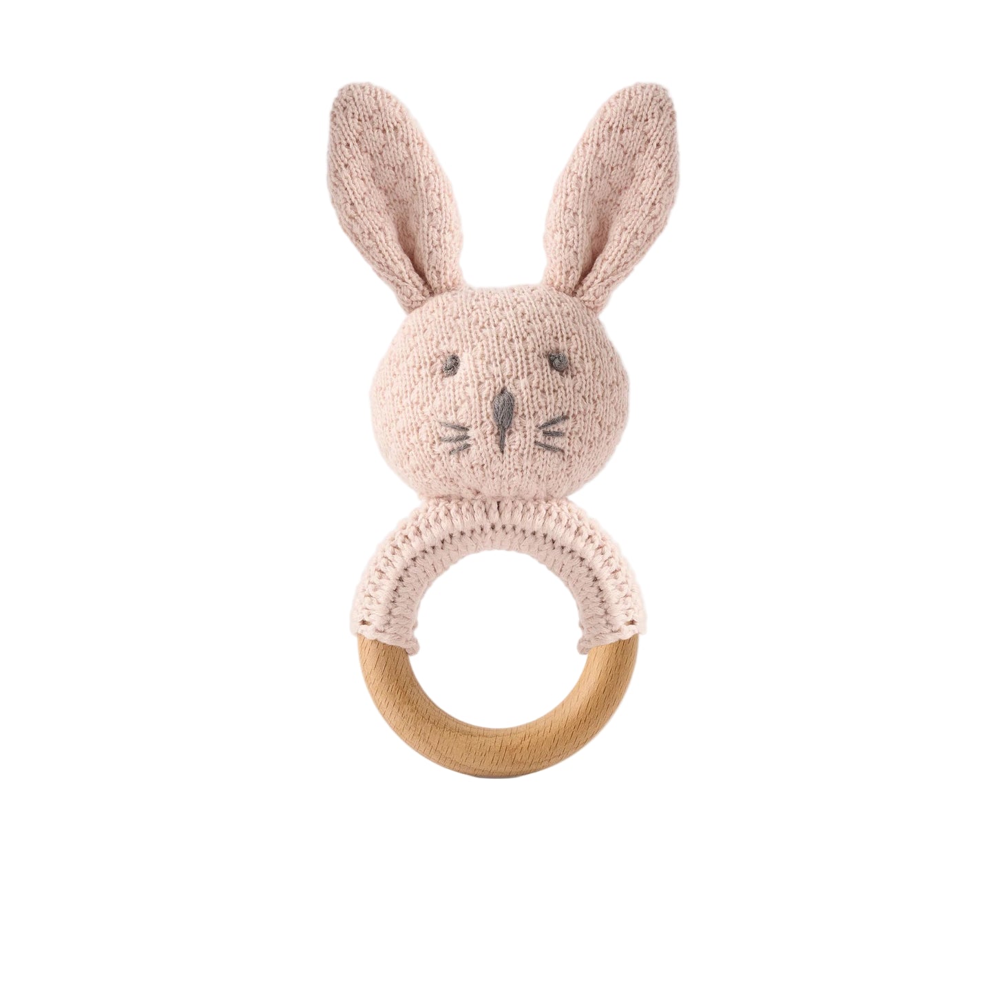 Knit Bunny Rattle-Blush