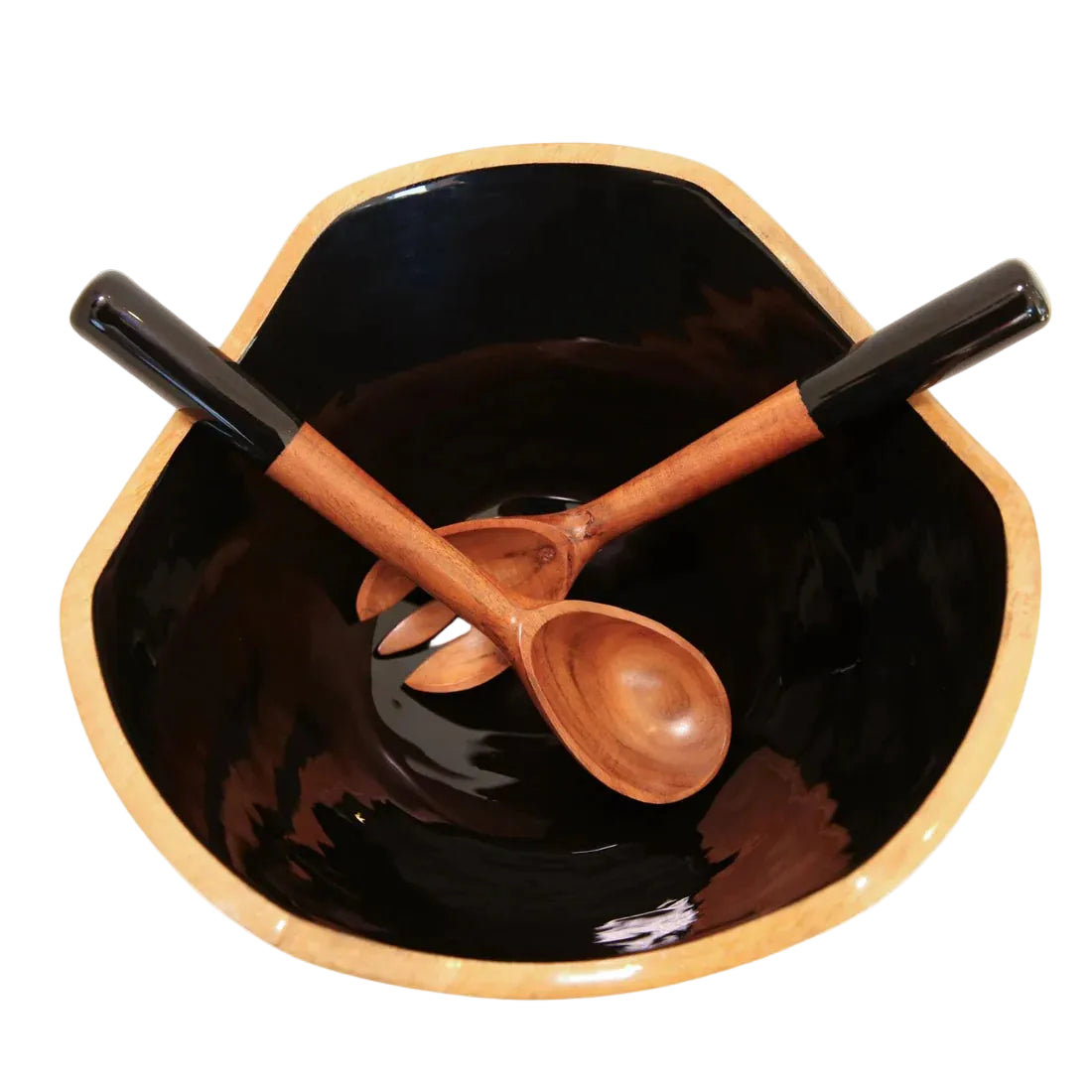 Large Mango Wood Bowl and Server Set - Black