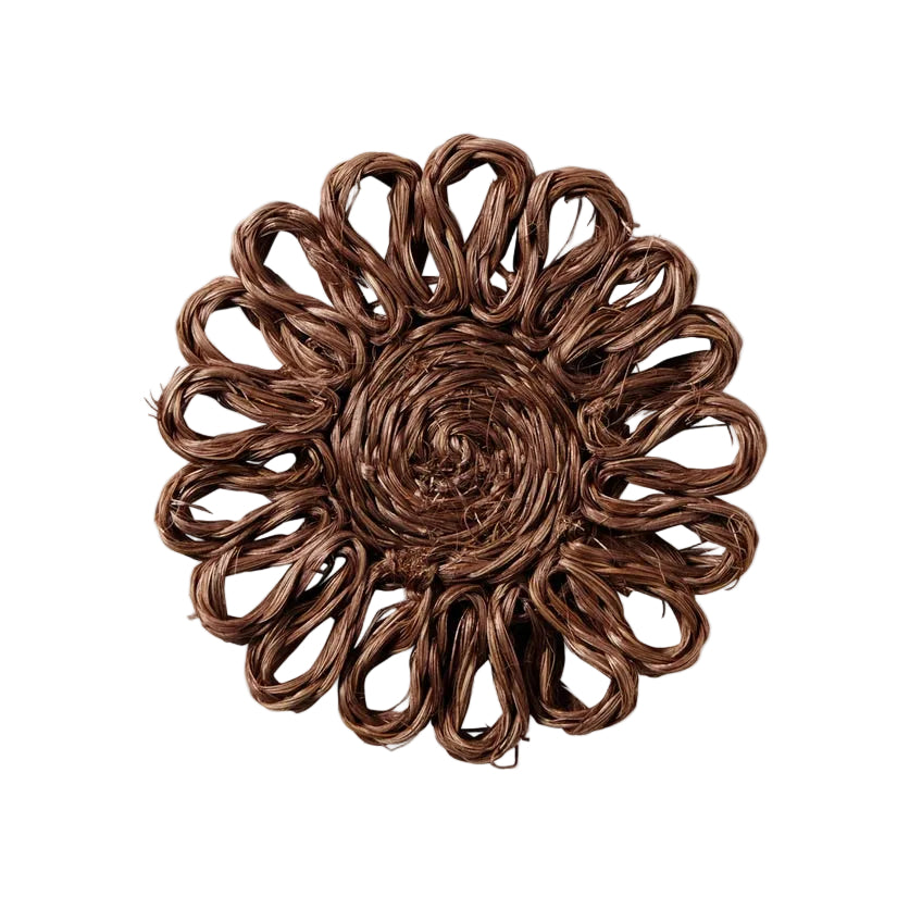 Raffia Floral Coasters in Brown