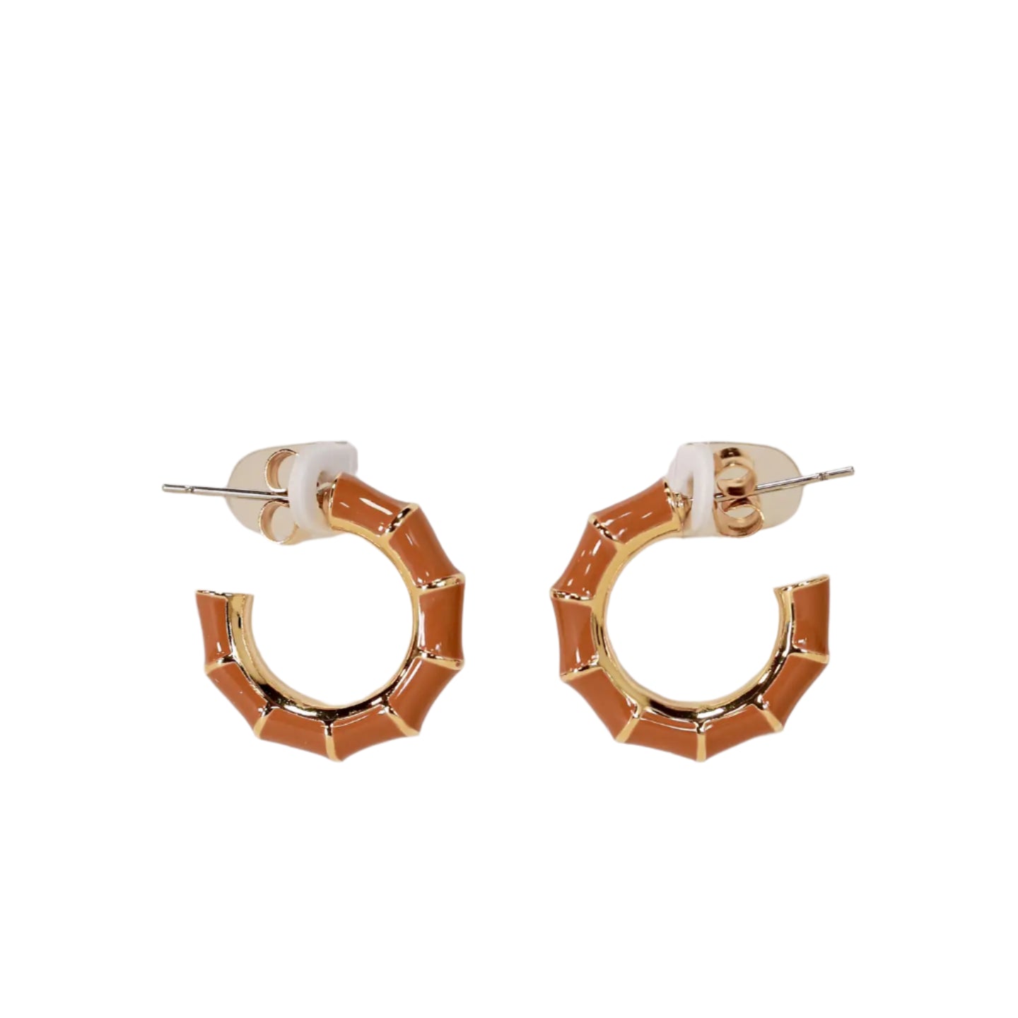 Enamel Hoop Earrings – Brown