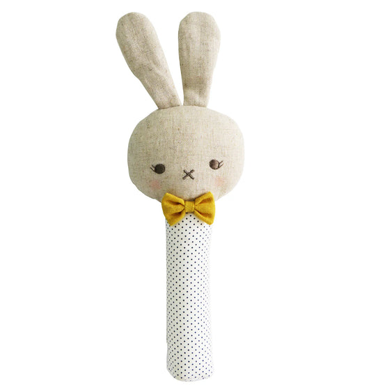 Baby Bunny Stick Rattle - Navy Spot