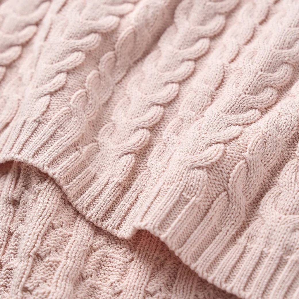 Cable Knit Baby Blanket- Pink