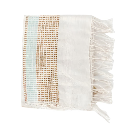 Camden Hand Towel- Natural with Azure and Sand