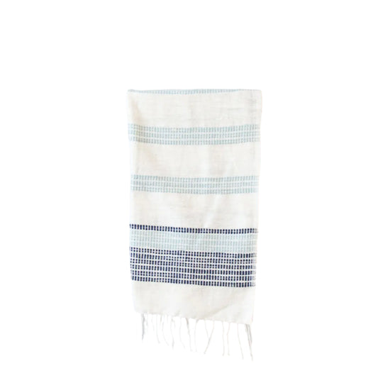 Camden Hand Towel- Natural with Azure and Navy