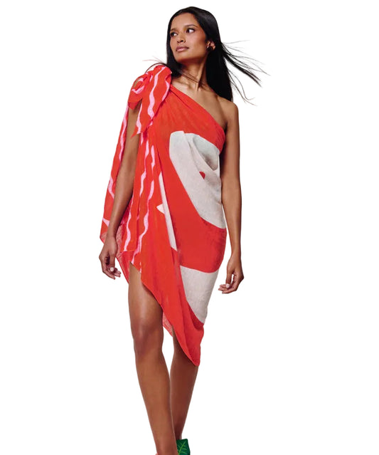 Catch of the Day Sarong- Fiesta Orange
