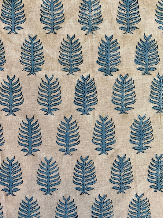 Cerulean Blue Block Print Tablecloth and Napkins