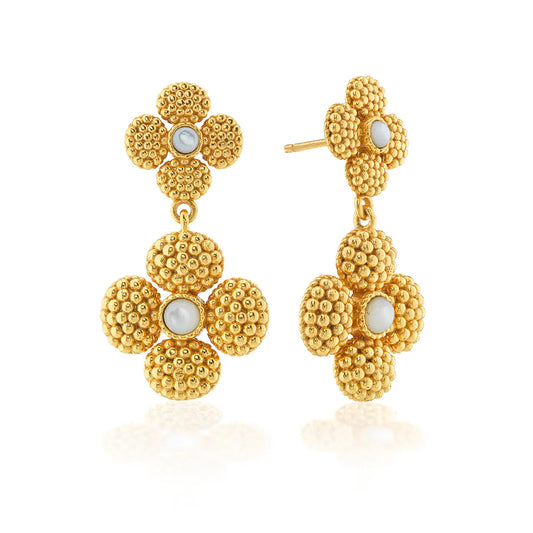 Gold Clover Drop Earrings