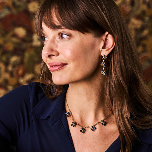 Multi Clover Necklace- Blue Labradorite