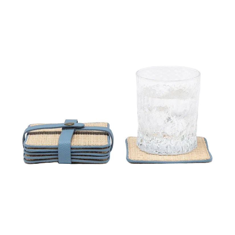 Light Blue Raffia Coasters- Set of 6