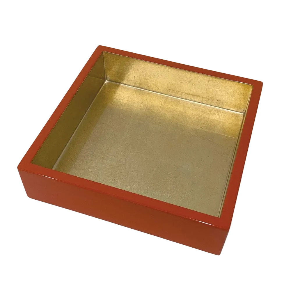 Coral Lacquer Luncheon Napkin Holder