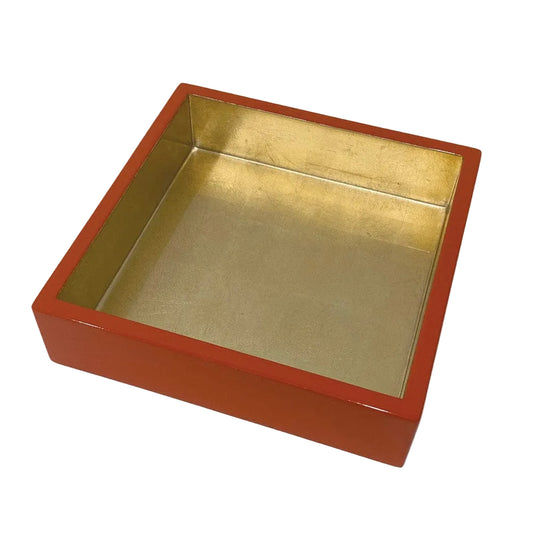 Coral Lacquer Luncheon Napkin Holder