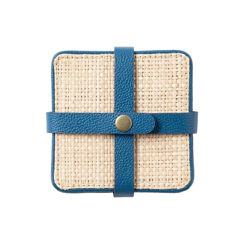 Dark Blue Raffia Coasters- Set of 6