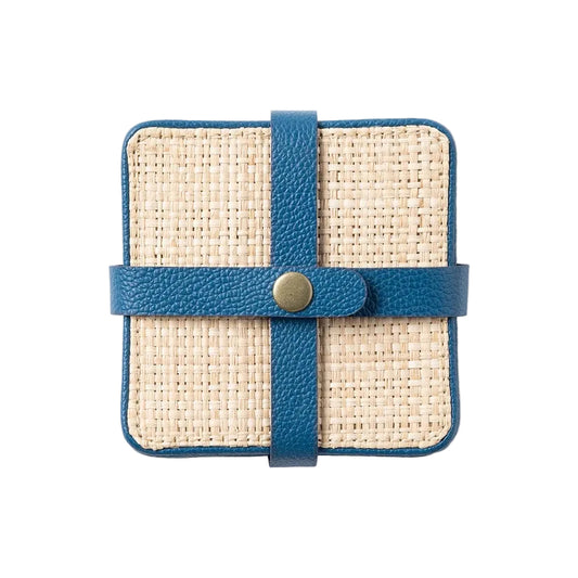 Dark Blue Raffia Coasters- Set of 6