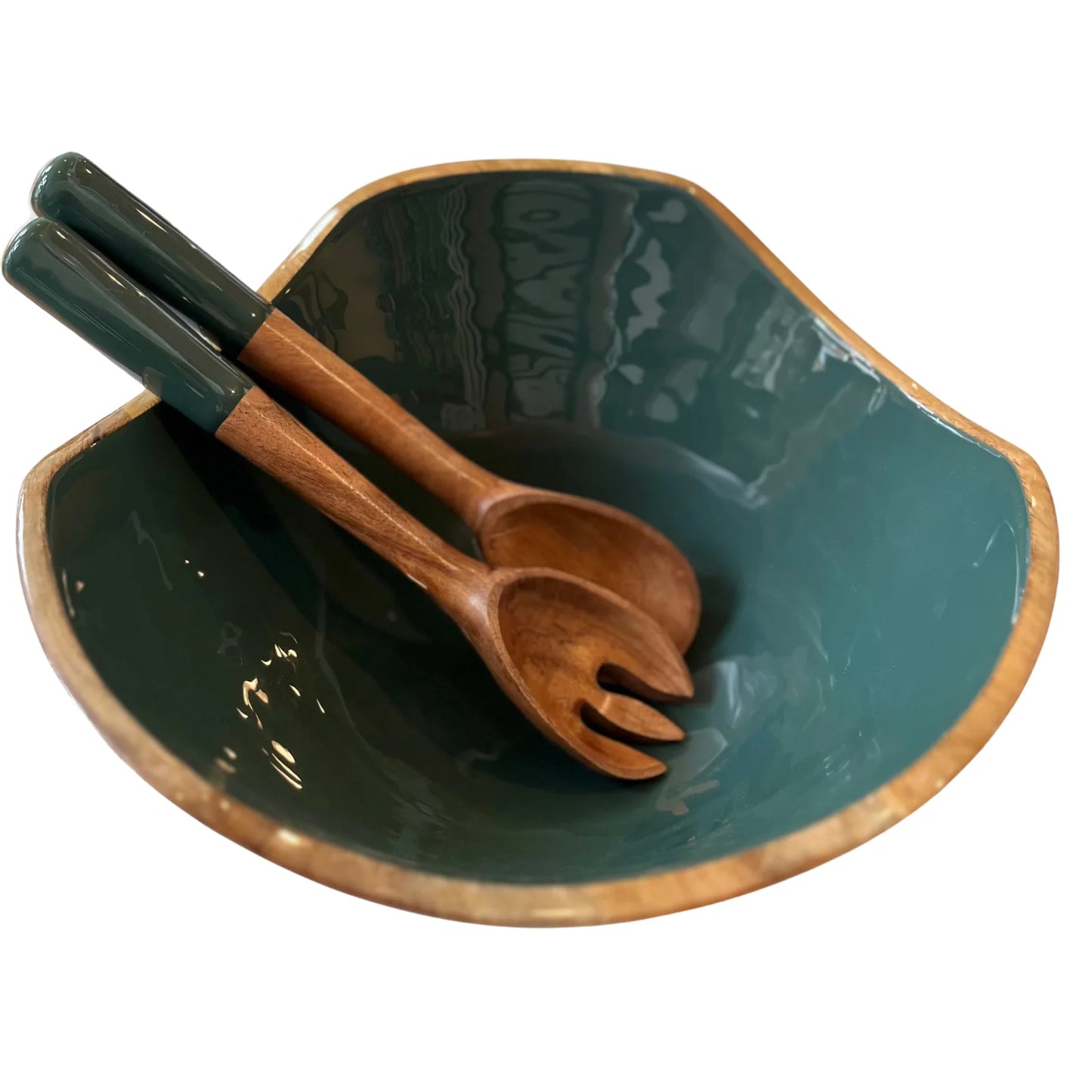 Dark Green Bowl and Server Set