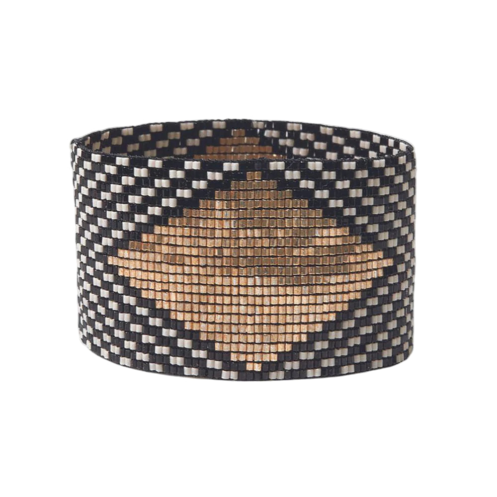 Diamond Beaded Stretch Bracelet-Black