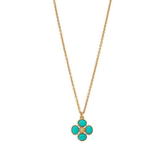 Double Sided Clover Necklace- Turquoise