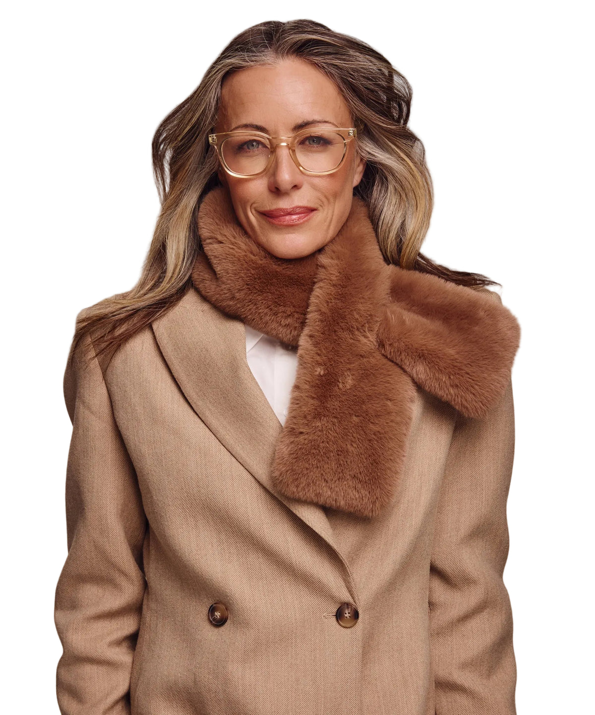 Faux Fur Pull Through - Camel Heather