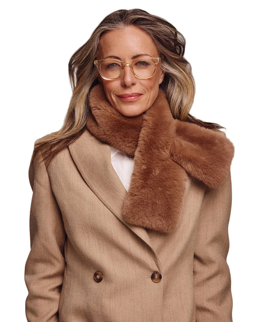 Faux Fur Pull Through - Camel Heather